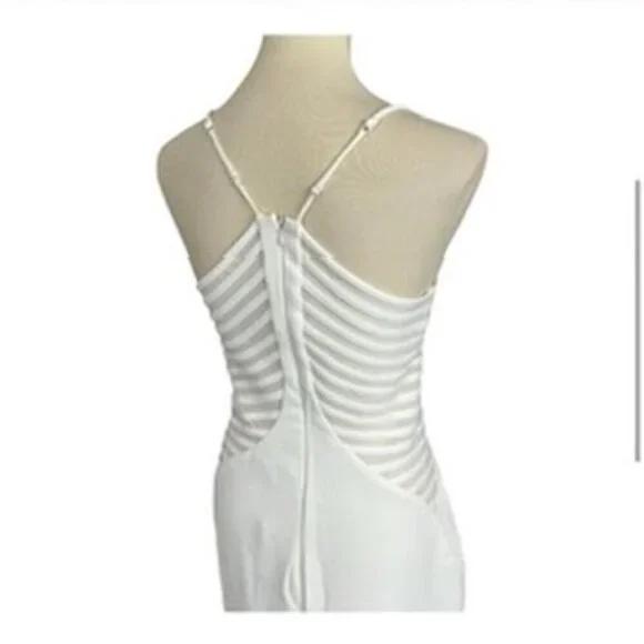 NWT Halston Heritage white bodycon cut-out midi dress sweetheart bachelorette - Picture 8 of 9